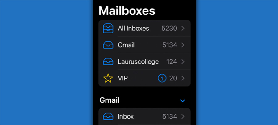 iphone showing mail icon